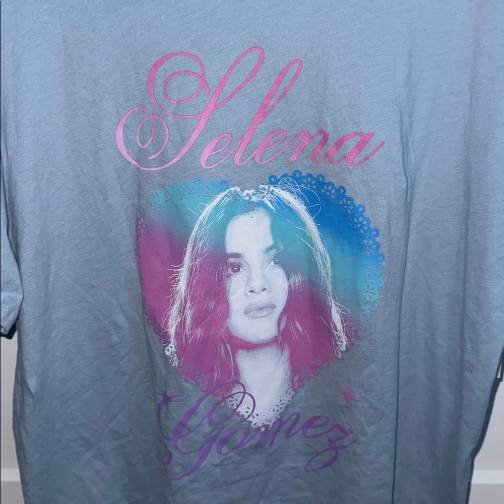 Old Navy Light Blue Graphic Tee with Pink & Purple Accents